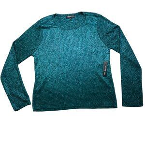 Twelfth Love Teal Metallic Long Sleeve Top Size M
